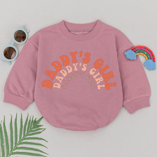 Daddy's Girl Rainbow Romper Groovy Seventies Design Baby Girl Outfit Father's Day Gift Pink Mauve Newborn Shower Clothes Fun Playful