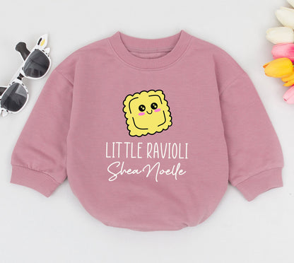 Personalized Little Ravioli Baby Romper, Cute Italian Pasta Outfit for Foodie Babies, Funny Infant Bodysuit Newborn Shower Gift