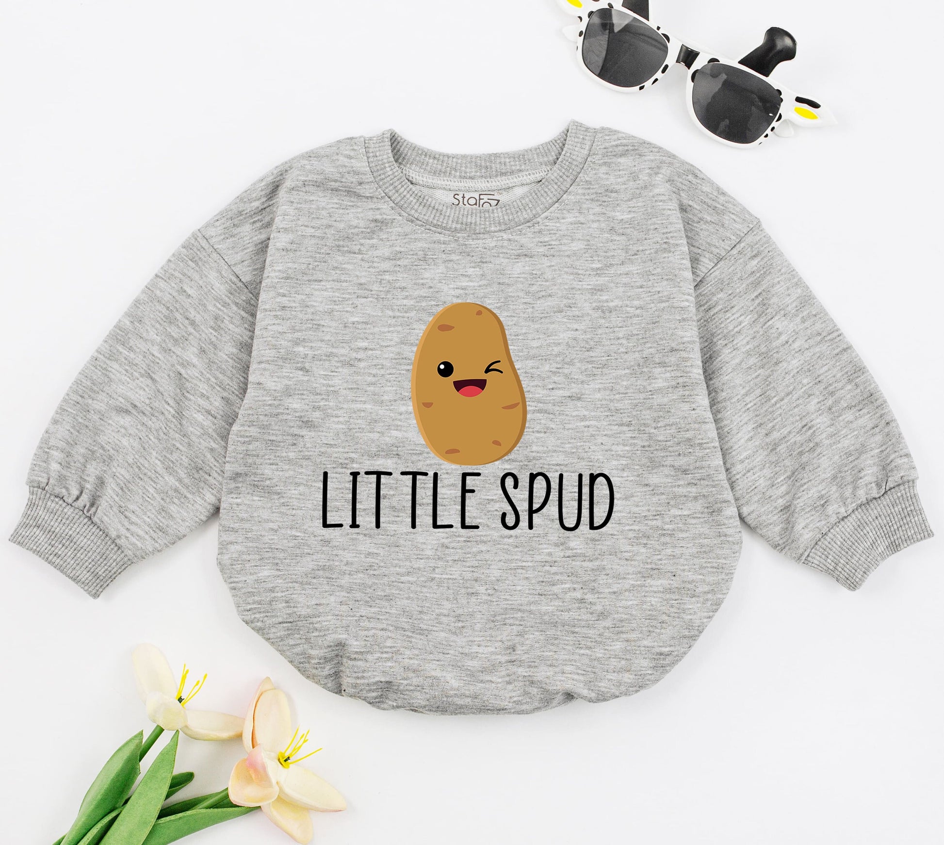 Cute Little Spud Potato Best Gift for Baby, Funny Winking Spud Onesie, Farm Fresh Vegetable Foodie Gift Outfit
