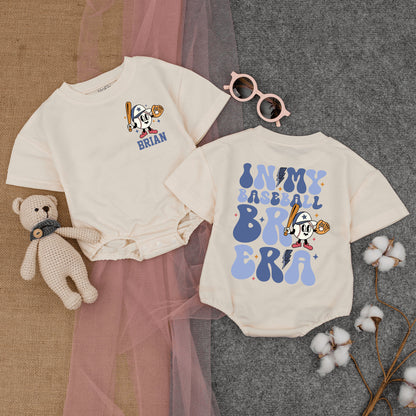 Personalized Baseball Bro Romper: Retro Baby Gameday Outfit for Future Sluggers! Custom Name Vintage Baseball Bodysuit, Comfy Infant Clothes, Game Day Ready