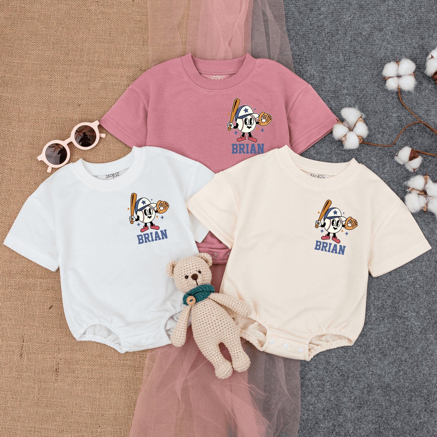Personalized Baseball Bro Romper: Retro Baby Gameday Outfit for Future Sluggers! Custom Name Vintage Baseball Bodysuit, Comfy Infant Clothes, Game Day Ready