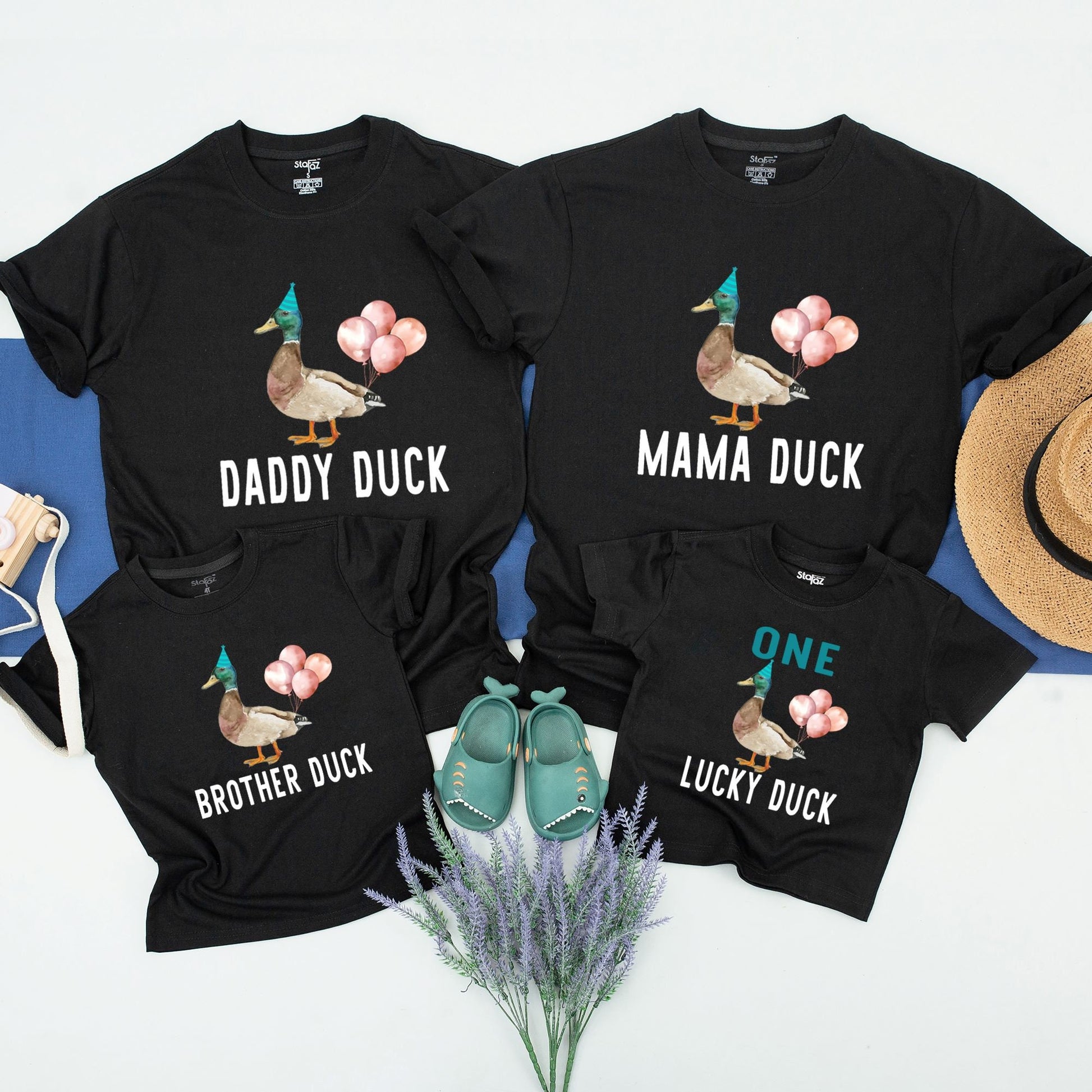 Matching Family ONE Lucky Duck First Birthday Shirts Baby Boy Wild One Jungle Zoo Animal Toddler Outfit Personalized Gift
