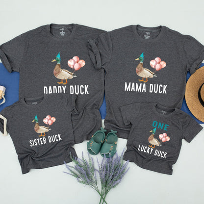 Matching Family ONE Lucky Duck First Birthday Shirts Baby Boy Wild One Jungle Zoo Animal Toddler Outfit Personalized Gift