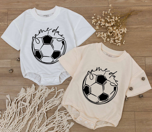 Cute Baby Boy Game Day Romper for Sports Season Soccer Baseball Football Outfit Newborn Toddler Jumpsuit Casual Tee Comfortable First Birthday Gift