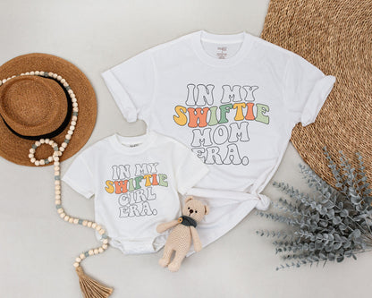 In My Swiftie Mom Era Matching Shirts for Mommy and Me Retro Style Mama Mini Outfits Cool Mom Daughter Baby Girl Birthday Party Gift