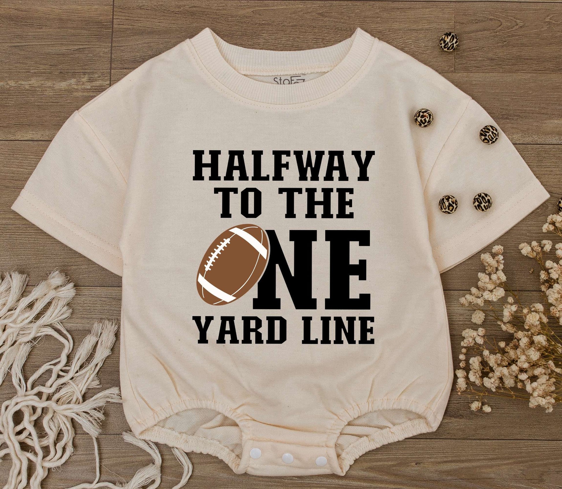 Halfway to One Football Baby Romper for Boys Half Birthday Outfit Six Month Celebration Gift Bodysuit Comfortable Infant Clothing