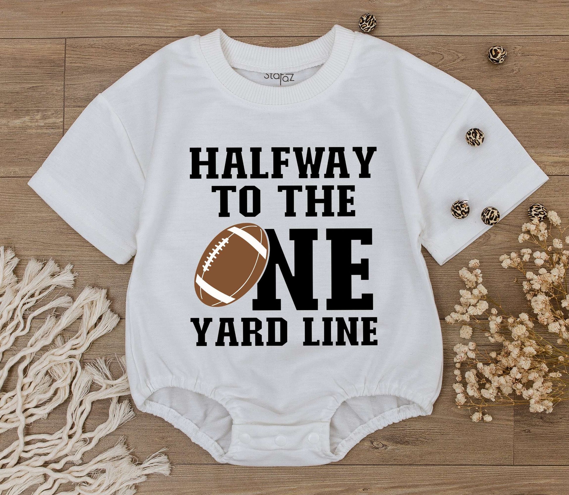 Halfway to One Football Baby Romper for Boys Half Birthday Outfit Six Month Celebration Gift Bodysuit Comfortable Infant Clothing