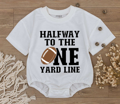 Halfway to One Football Baby Romper for Boys Half Birthday Outfit Six Month Celebration Gift Bodysuit Comfortable Infant Clothing