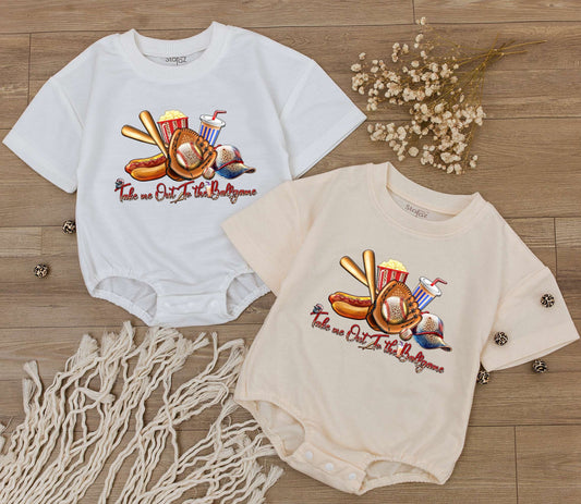 Playful Retro Baseball Baby Romper Hotdog Popcorn Print Newborn Bodysuit Outfit for Boys Girls Classic Summer Game Day Jumpsuit