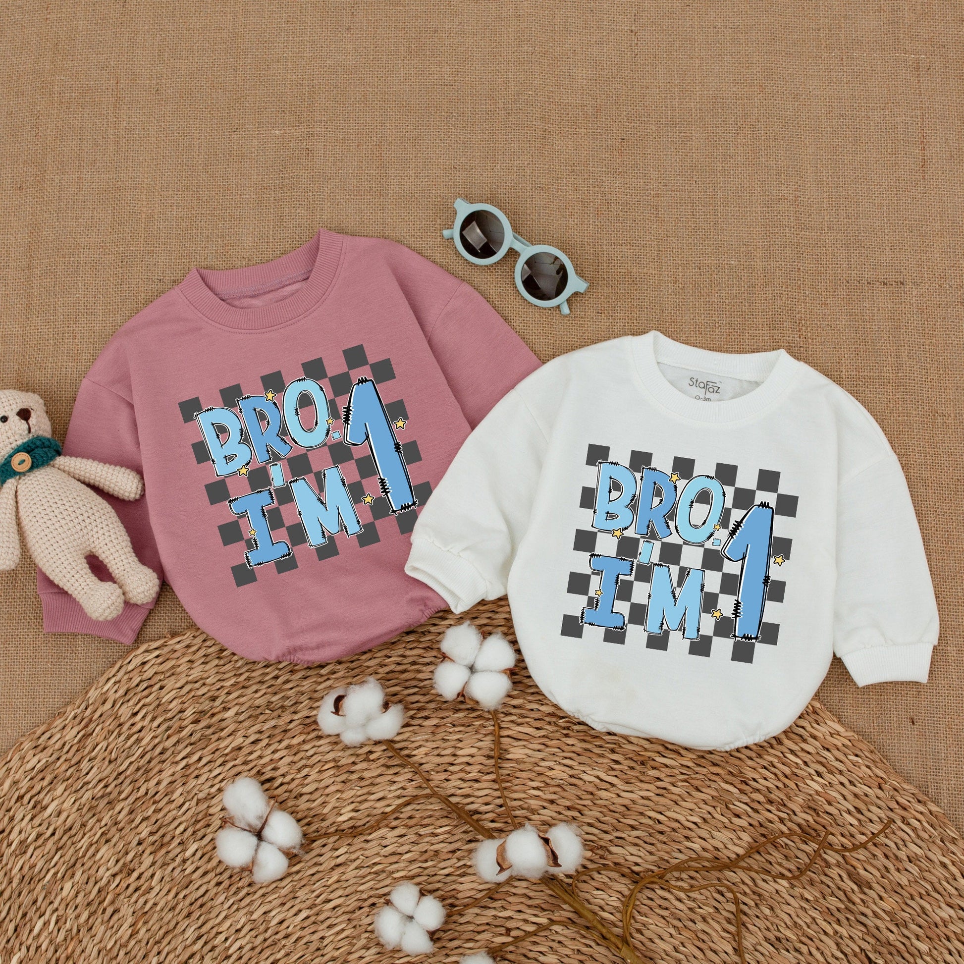 Bro I'm One Baby Boy First Birthday Romper Outfit Comfortable Cotton One Year Old Cake Smash Bodysuit Baby Shower Gift