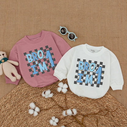 Bro I'm One Baby Boy First Birthday Romper Outfit Comfortable Cotton One Year Old Cake Smash Bodysuit Baby Shower Gift