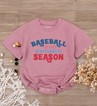 Baseball Is My Favorite Season Baby Romper Short Sleeve Retro Sports Bodysuit Infant Game Day Tee Toddler Player Shirt Comfortable Cotton Summer Fun Baby Shower Gift