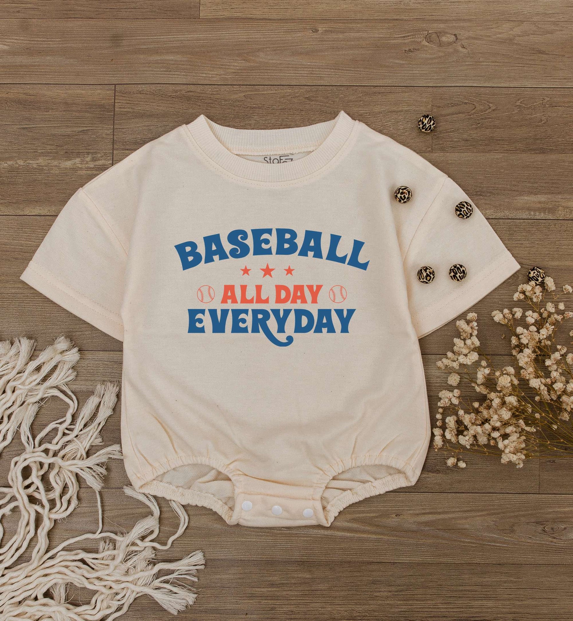 Infant Toddler Boy Baseball All Day Everyday Short-Sleeve Romper Game Day Sports Outfit Playful Summer Apparel Kids Bubble Bodysuit Gift