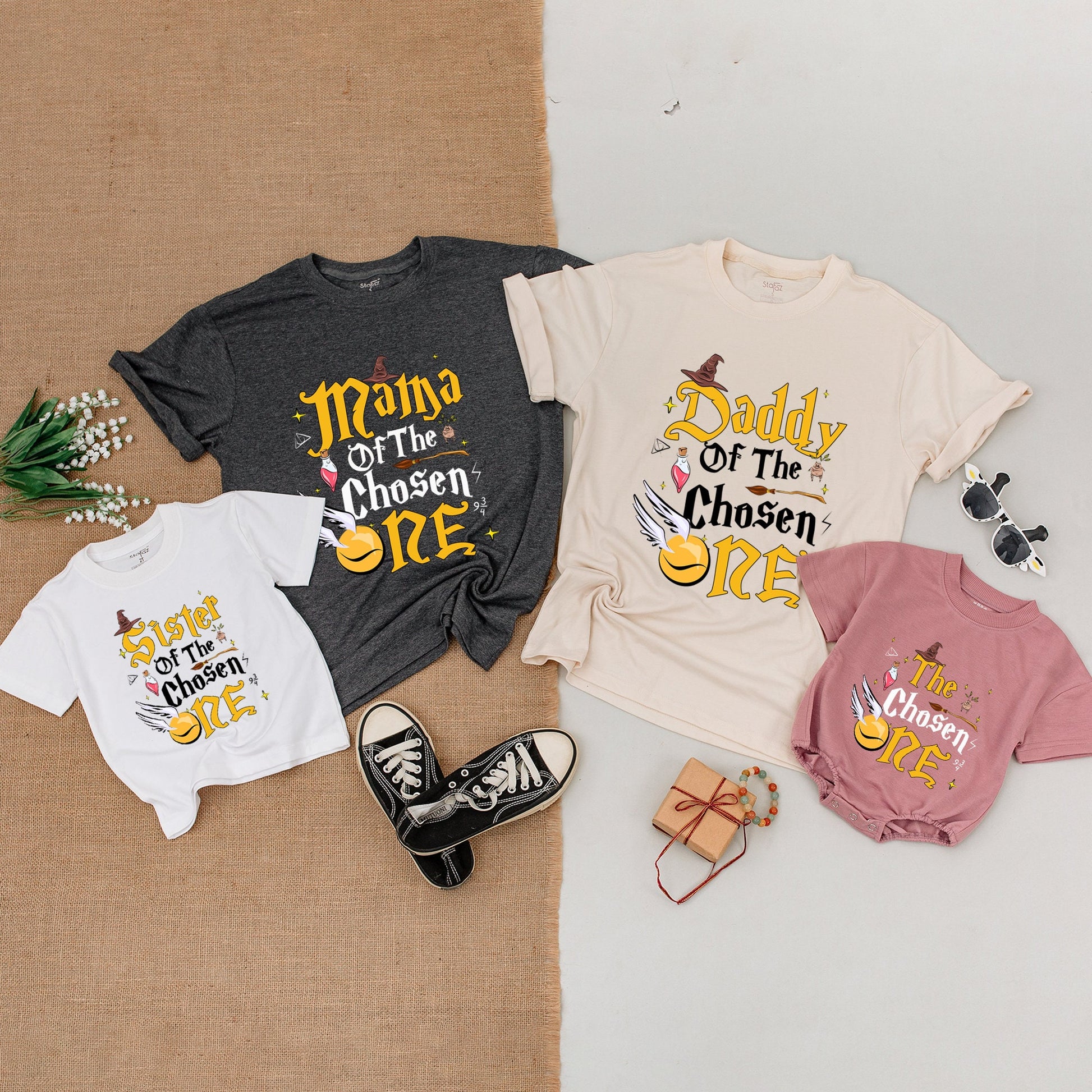 The Chosen One Birthday Shirt for Baby Boy and Family Matching Outfits Magical Wizard First Birthday Party Celebration Bodysuit
