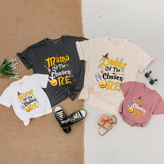 The Chosen One Birthday Shirt for Baby Boy and Family Matching Outfits Magical Wizard First Birthday Party Celebration Bodysuit