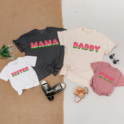 Watermelon One in a Melon Family Matching Shirts First Birthday Bodysuit Mom Dad Baby Kid Outfits with Cheerful Playful Slice Print Design Comfortable Summer Wear