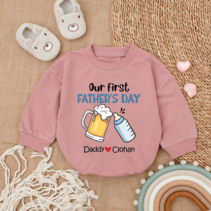 Personalized Funny Our First Father's Day Baby Boy Romper Dad Son Matching Outfit Newborn Bodysuit Clothes Keepsake New Dad Gift Present