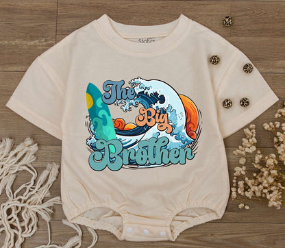 Big Brother First Birthday Outfit with Beach Van Waves Design, Newborn Bodysuit Romper Baby Shower Gift Cute Summer Infant Apparel