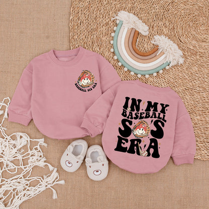 In My Baseball Sis Era Romper Playful Retro Baseball Sister Baby Outfit Vintage Glove Brown Red Star Accents Baby Girl Clothes Newborn Gift