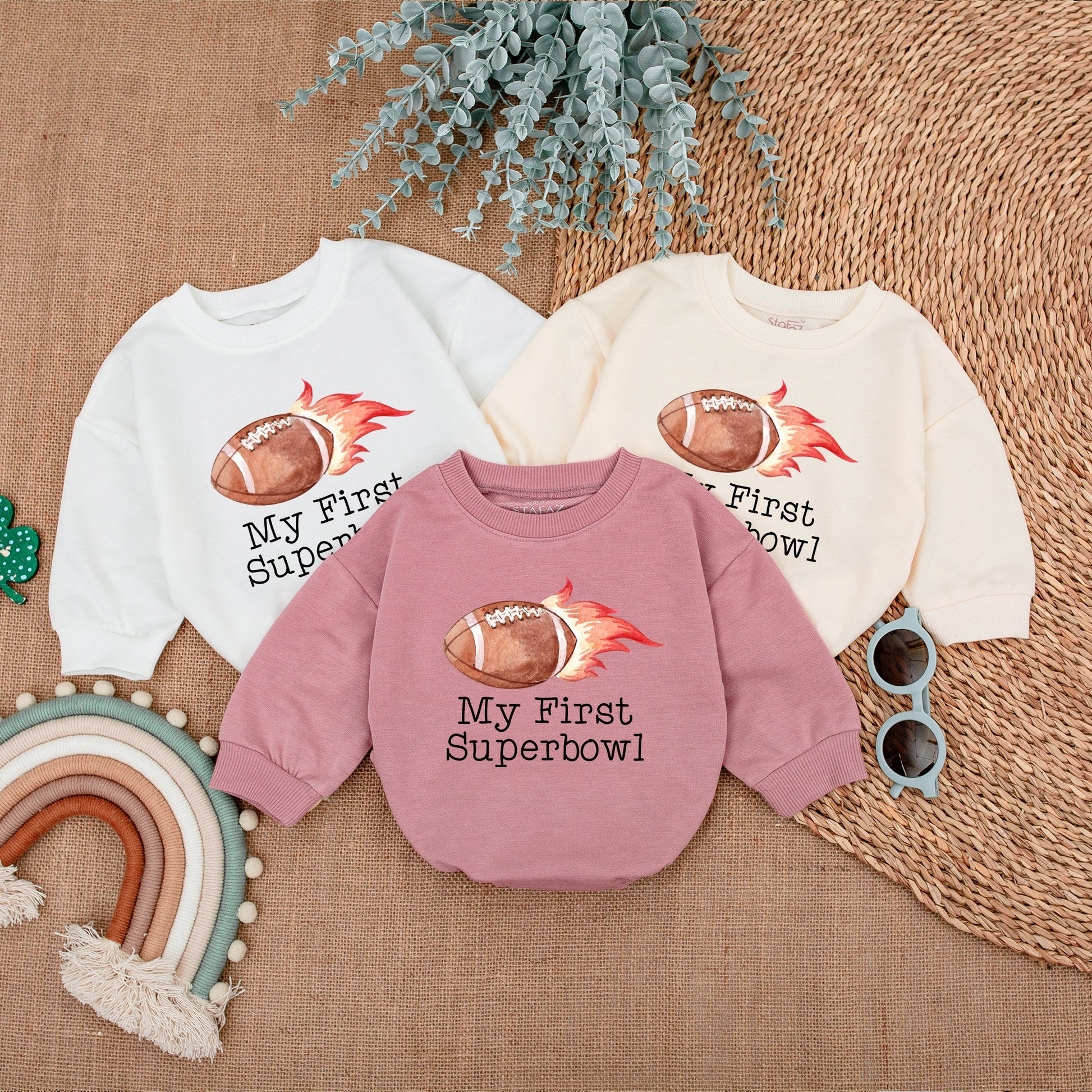 My First Superbowl Baby Romper Football Game Day Outfit for Newborn Boy Girl Bodysuit Gift Soft Cotton Fiery Sports Fan Apparel for Little Ones