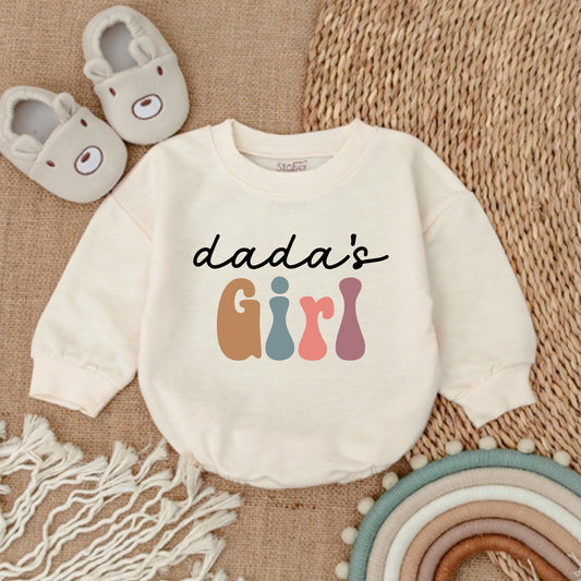 Dada's Girl Bubble Romper for Baby Girl First Father's Day Daddy & Me Bodysuit Retro Color Block Vintage Design Comfortable Soft Gift
