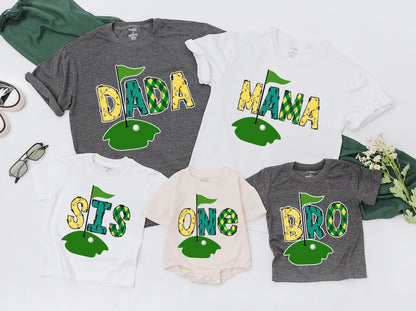 Matching Family Masters Golf First Birthday Party Outfit Hole in One Celebration Baby Romper Tee One Year Old Mama Dada Adorable Gift