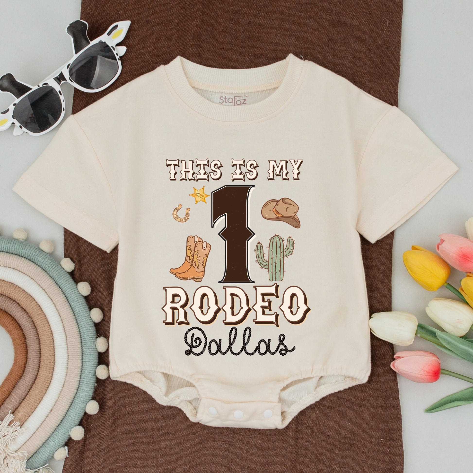My First Rodeo Toddler Shirt 1st Birthday Western Cowboy Outfit Matching Family Apparel Soft Cotton Baby Bodysuit
