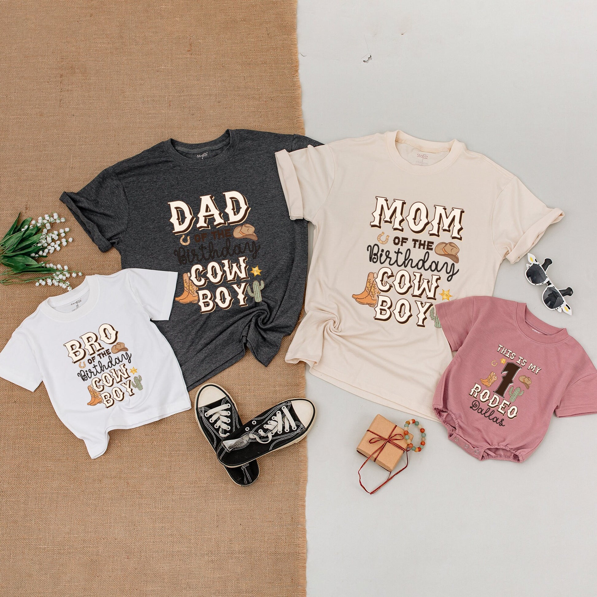 My First Rodeo Toddler Shirt 1st Birthday Western Cowboy Outfit Matching Family Apparel Soft Cotton Baby Bodysuit