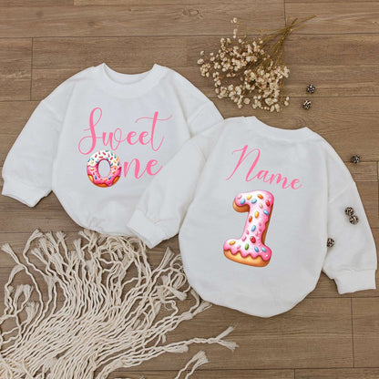 Personalized Sweet One Baby Girl First Birthday Outfit Romper with Name Newborn Bodysuit Long Sleeve Cute Comfortable Shower Gift Celebration