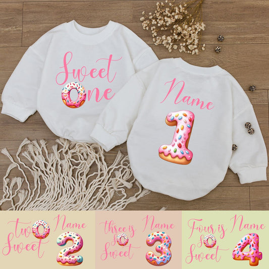 Personalized Sweet One Baby Girl First Birthday Outfit Romper with Name Newborn Bodysuit Long Sleeve Cute Comfortable Shower Gift Celebration