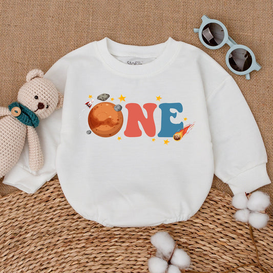 Space 1st Birthday Bubble Romper First Trip Around The Sun Bodysuit Sweatshirt Smash Cake Outfit Baby Boy Girl Shower Gift