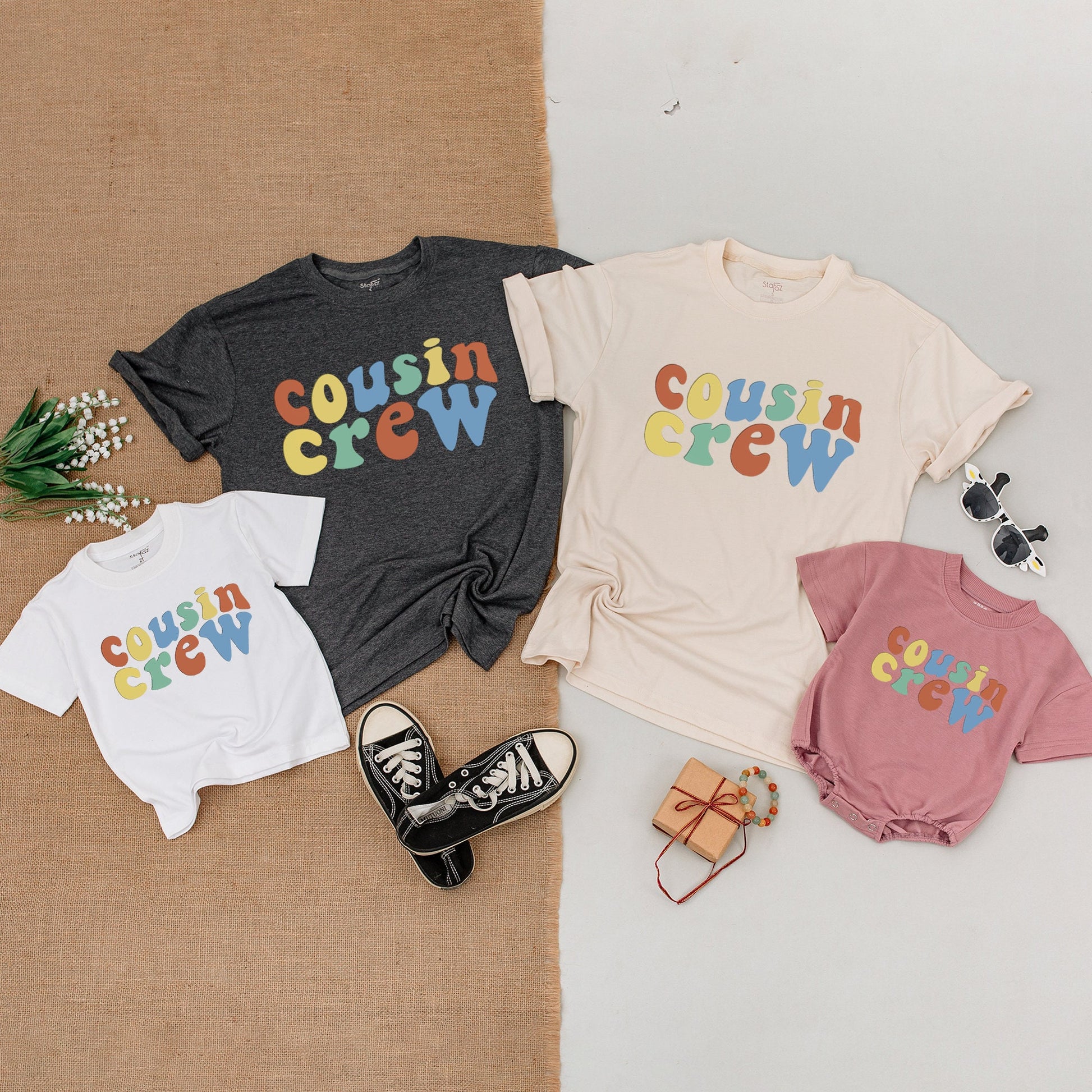 Cousin Crew Matching Shirts Retro Family Trip Vacation Outfits Baby Bodysuit Pregnancy Reveal New to the Crew Toddler & Infant Fun Vintage Style
