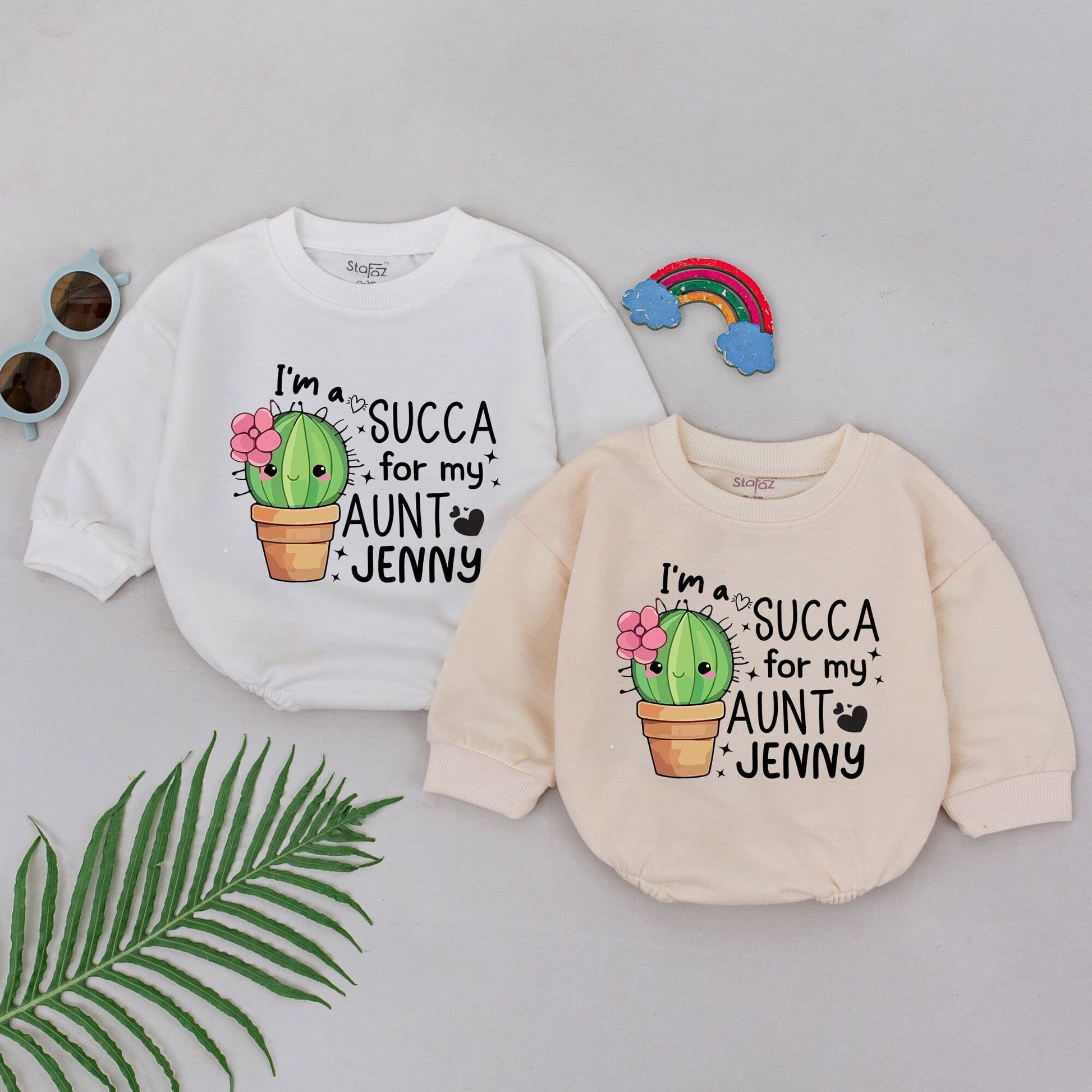 I'm a SUCCA for my Aunt Green Cactus Baby Romper Playful Newborn Girl Boy Outfit Cute Auntie Announcement Gift Shower Present