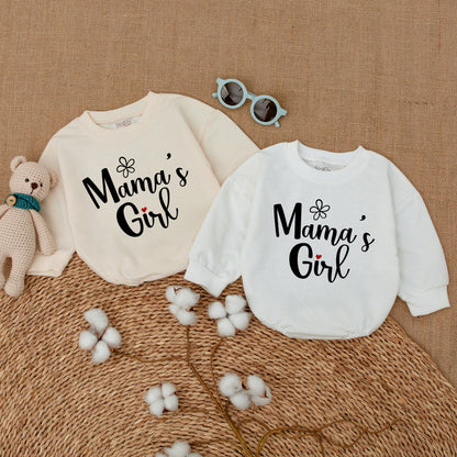 Mama's Girl Playful Script Bubble Romper with Red Heart Flower Sweet Newborn Infant Baby Bodysuit Mother's Day Baby Shower