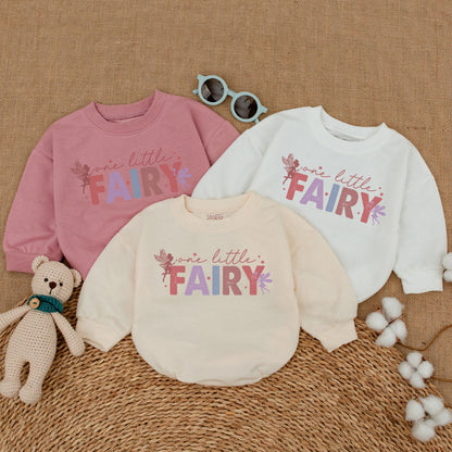 Whimsical One Little Fairy Baby Girl Romper Pink Lavender Teal Stars for Fairytale Birthday Party or Newborn Bubble Bodysuit Gift