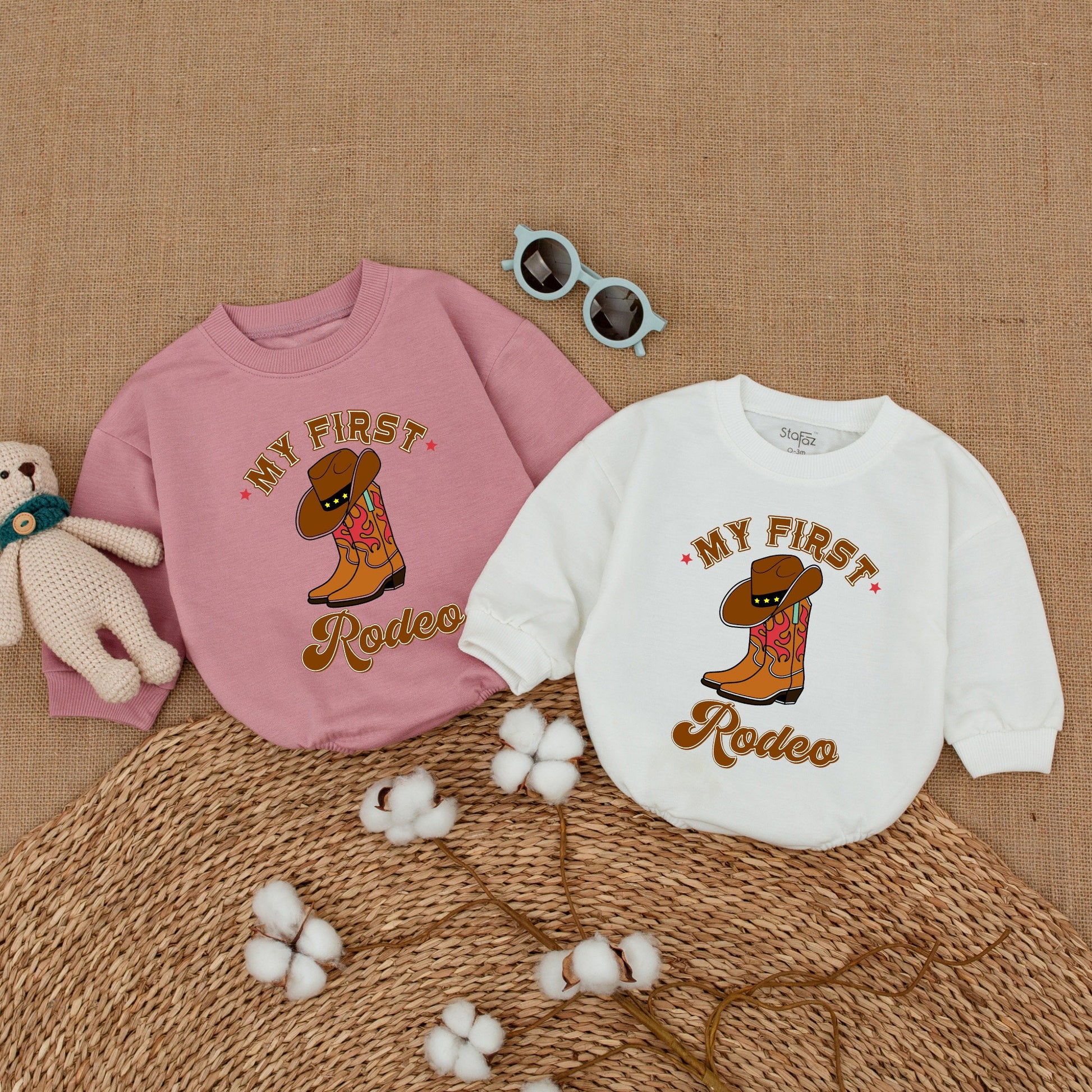 Personalized My First Rodeo Birthday Romper Western Baby Boy Bodysuit First 1st Year Cowboy Hat Plaid Sweatshirt Bubble Gift