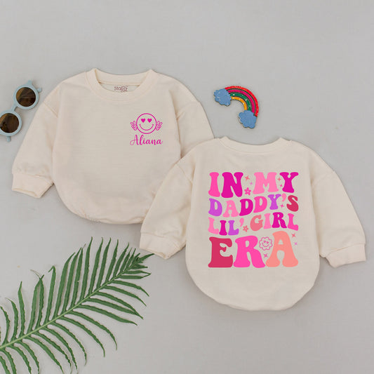 In My Daddy's Lil' Girl Era Baby Girl Romper, Pink Retro Style Outfit for First Father's Day or Baby Shower Gift, Cute Newborn Infant Apparel