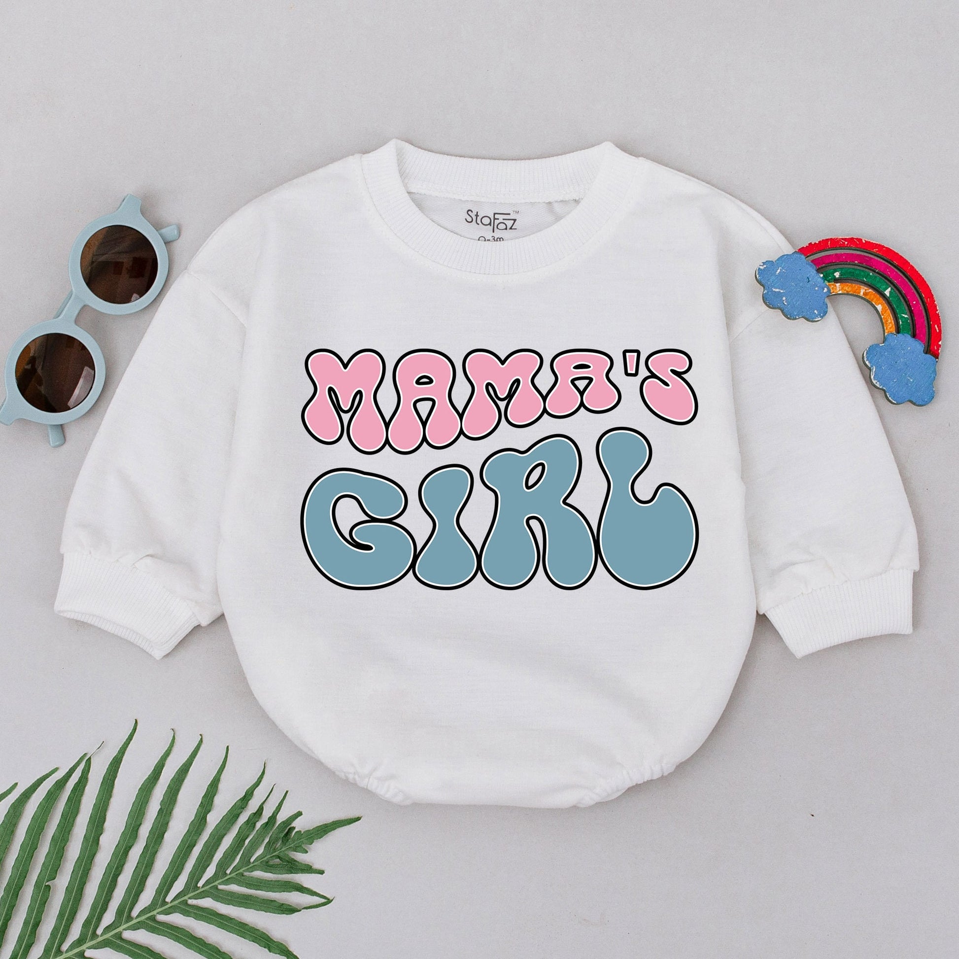 Mama's Girl Retro Baby Romper Pink Blue Bubble Letter Newborn Outfit Soft Cotton Whimsical Design First Mother's Day Gift Baby Shower
