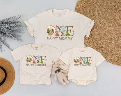 Matching Family Camping Birthday Shirts, One Happy Camper 1st Birthday Outfit, Mommy and Me Tee, Outdoor Adventure Baby, Toddler Boy Girl