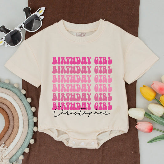 Personalized 1st Birthday Girl Romper | Custom Name Bodysuit | One Year Old Gift | Baby Girl Outfit