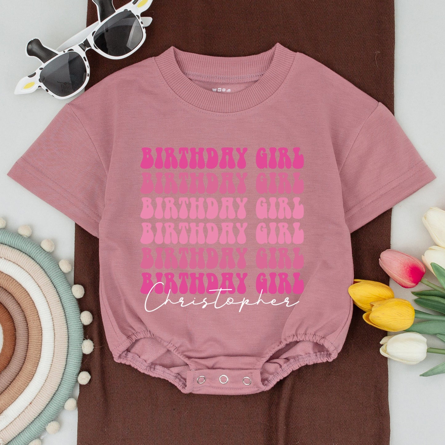 Personalized 1st Birthday Girl Romper | Custom Name Bodysuit | One Year Old Gift | Baby Girl Outfit
