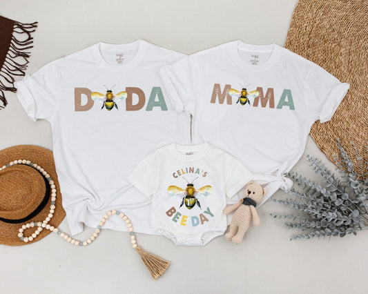 Adorable Bee First Birthday Romper Baby Girl Outfit Sweet Honeycomb Design Mommy Daddy Bee Matching Celebration Clothes Cotton Soft