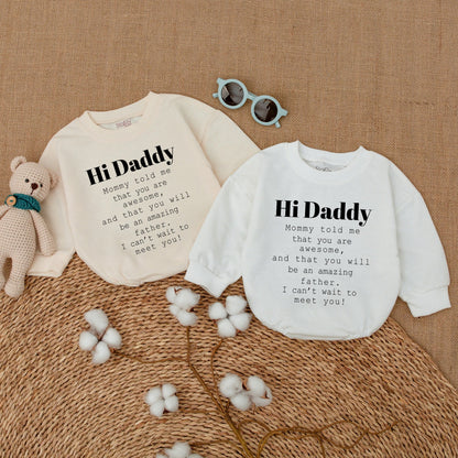 Hi Daddy Baby Bodysuit Awesome Father Announcement Gift Sweet Minimalist Newborn Coming Home Outfit Gender Neutral Baby Shower Present