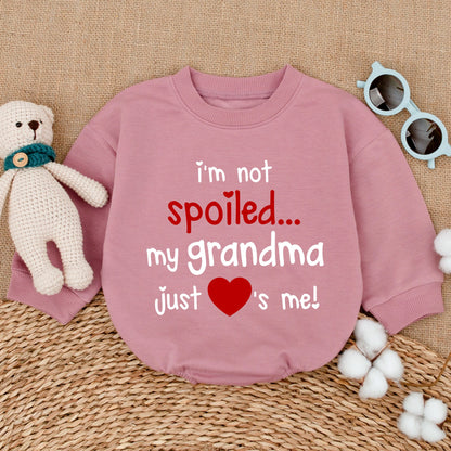 I'm Not Spoiled My Grandma Just Loves Me Baby Romper Cute Red Black Design New Grandbaby Bodysuit Cheerful Pregnancy Announcement Gift Comfortable Cotton