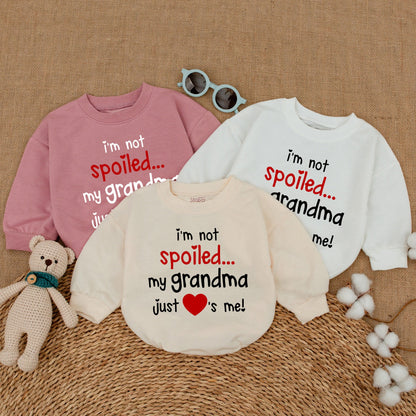 I'm Not Spoiled My Grandma Just Loves Me Baby Romper Cute Red Black Design New Grandbaby Bodysuit Cheerful Pregnancy Announcement Gift Comfortable Cotton
