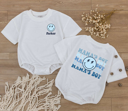 Custom Mama's Boy Baby Bubble Romper Cute Newborn Outfit Sweet Mother's Day Gift Baby Shower Present for Mom Kids Clothing