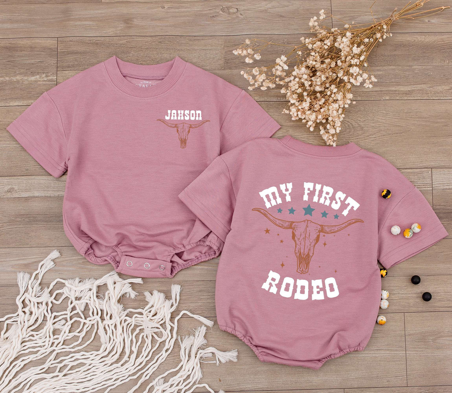 Custom My First Rodeo Baby Bubble Romper 1st Birthday Outfit Newborn Gift Boy or Girl Western Cowboy Baby Shower Gift