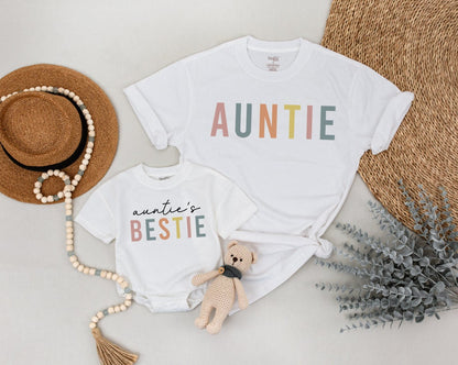Auntie and Auntie's Bestie Shirts Matching Aunt Niece and Nephew Gifts Comfort Fit