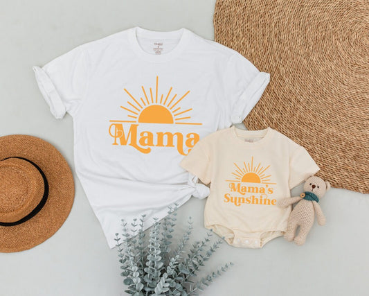 Mama and Mama's Sunshine Mommy and Me Matching Outfit First Trip Around The Sun Boho Birthday Gift for New Mom
