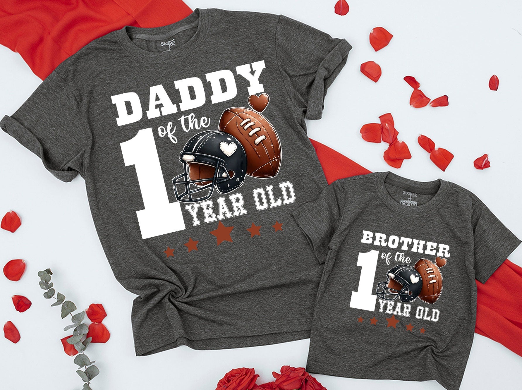 Football First Birthday Matching Family Shirts 1st Year Down Birthday Outfit 1st Down Football Celebration for Dad Mama Sister